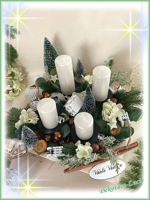 Adventní svícen čtvercový bílá zima