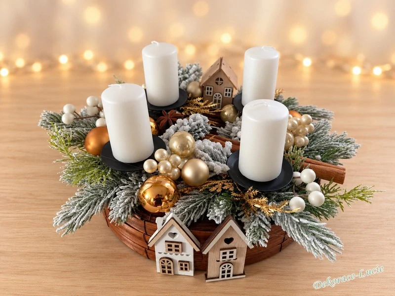 Adventní svícen "Zlatá vesnička"