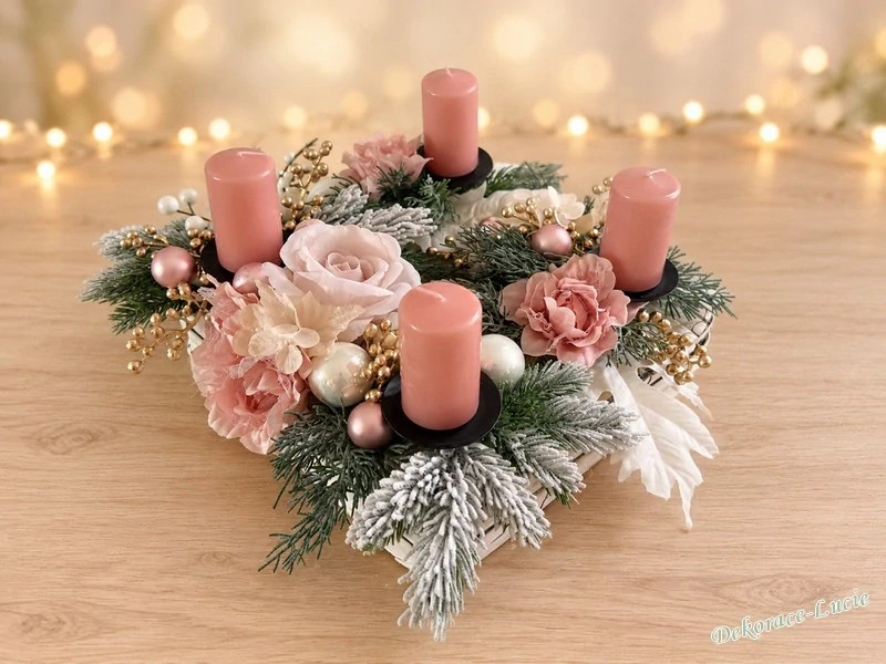 Adventní svícen "Růžové pohlazení"