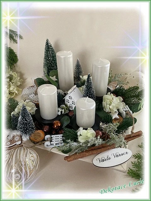Adventní svícen čtvercový bílá zima