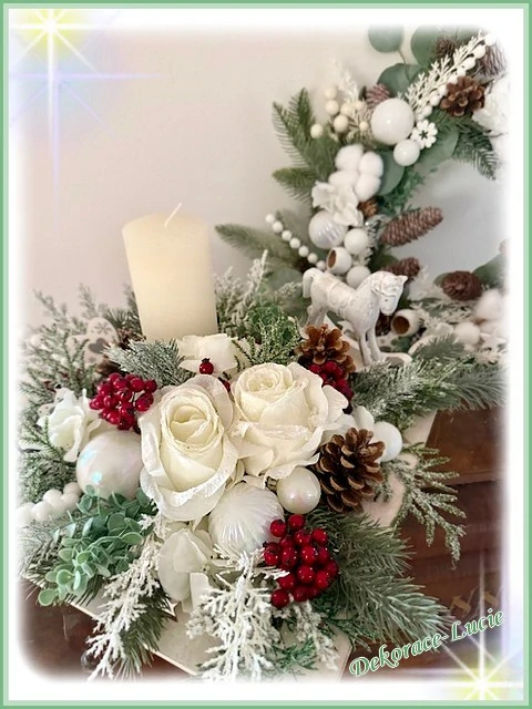 Adventní svícen čtvercový "Bílé kouzlo Vánoc"