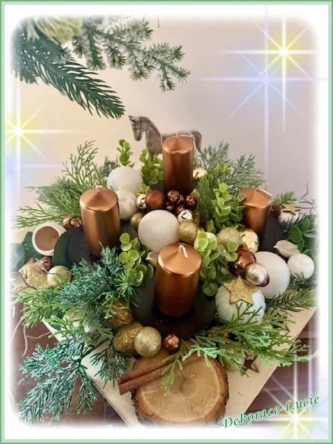 Adventní svícen čtvercový "Zlatohnědá elegance"
