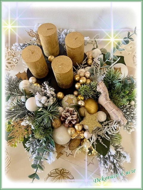 Adventní svícen čtvercový "Zimní zlato"