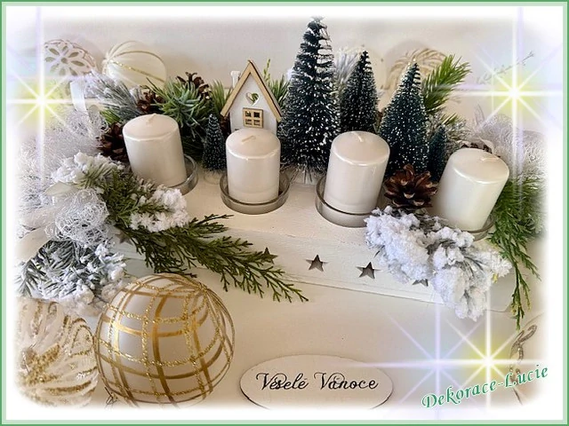 Adventní svícen podlouhlý "Bílá chaloupka""