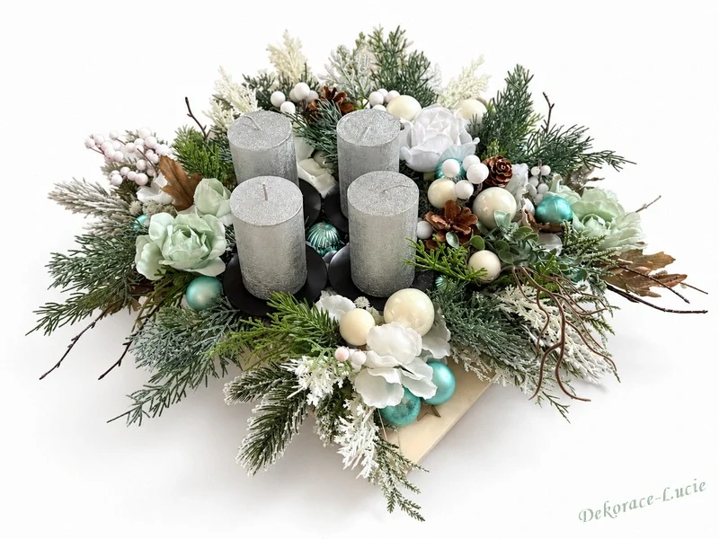 Adventní svícen mentolový se stříbrem