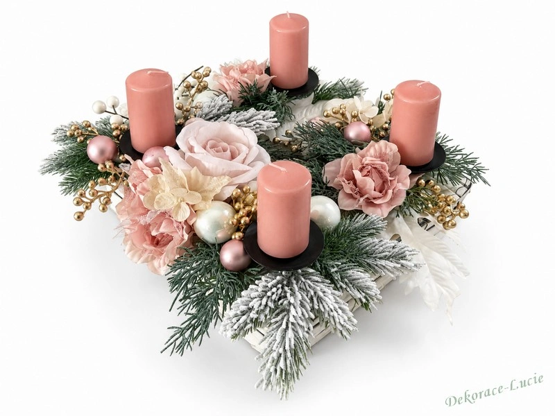 Adventní svícen "Růžové pohlazení"