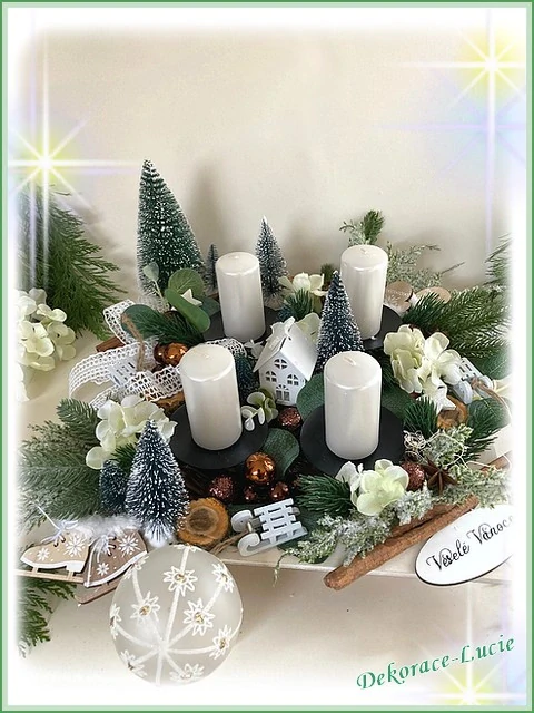 Adventní svícen čtvercový bílá zima