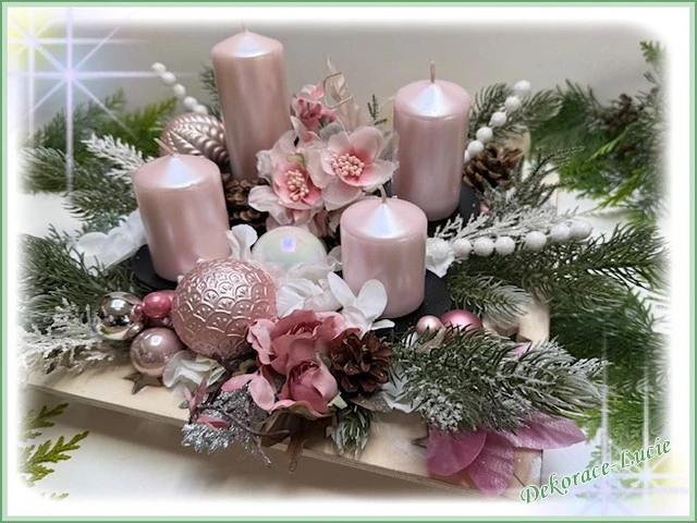 Adventní svícen čtvercový "Růžová pohádka"