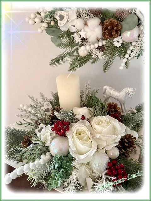 Adventní svícen čtvercový "Bílé kouzlo Vánoc"