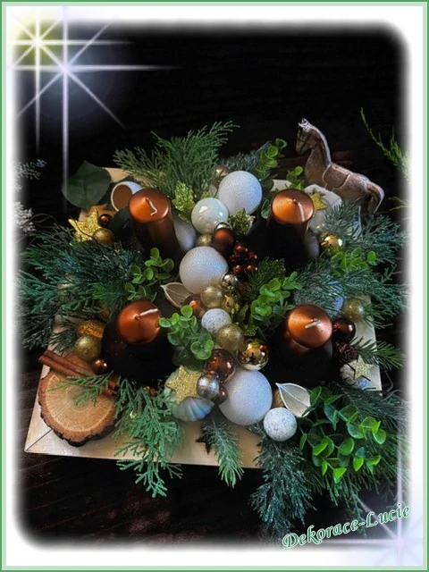 Adventní svícen čtvercový "Zlatohnědá elegance"