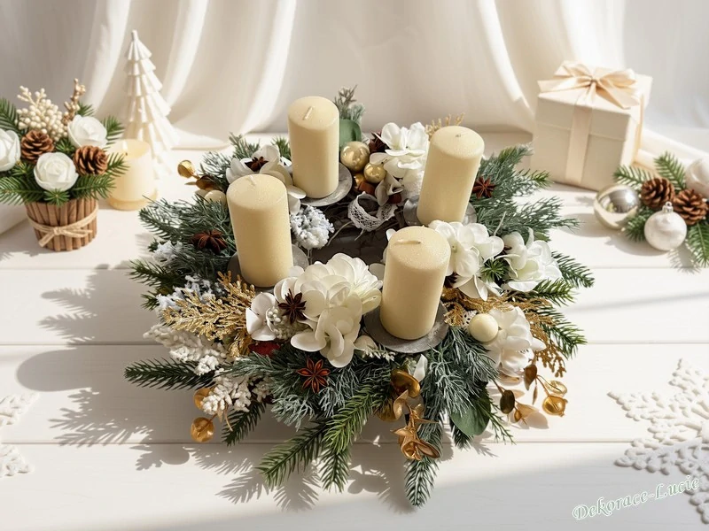 Adventní svícen krémový s badyánem