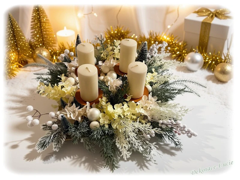 Adventní svícen krémový stromečkový