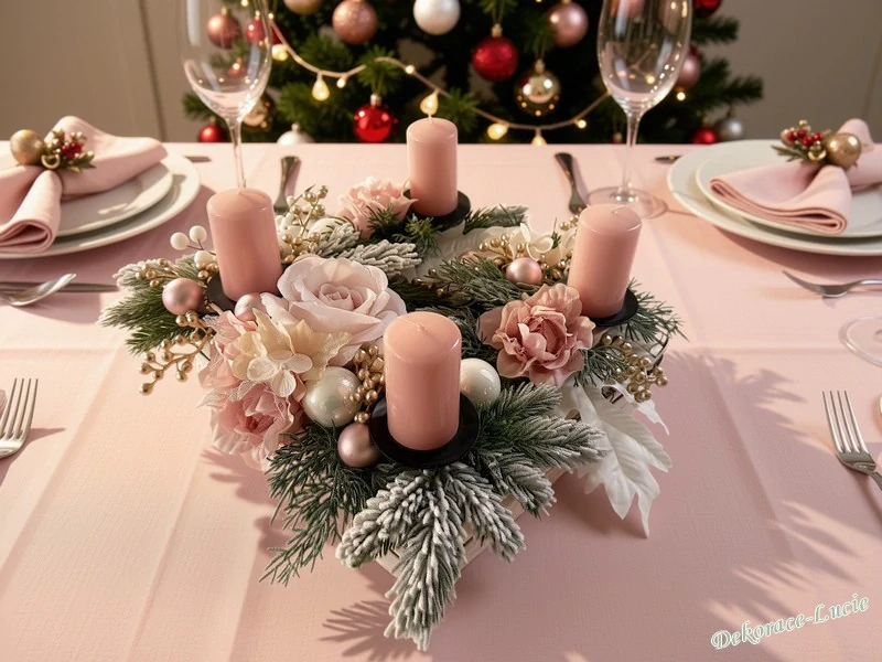 Adventní svícen "Růžové pohlazení"
