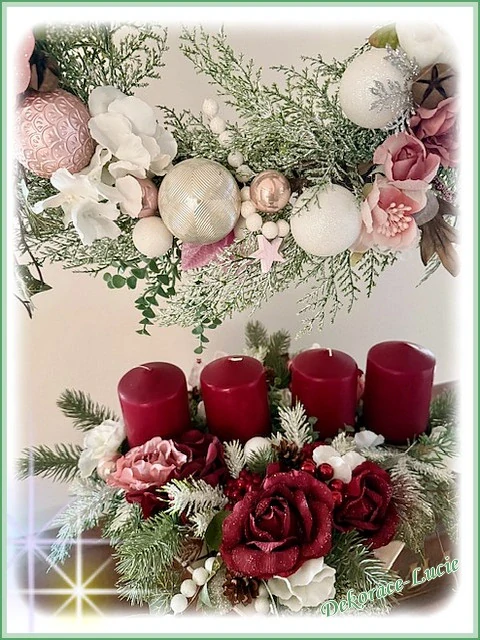 Adventní svícen čtvercový "Rubínová vánoční magie"
