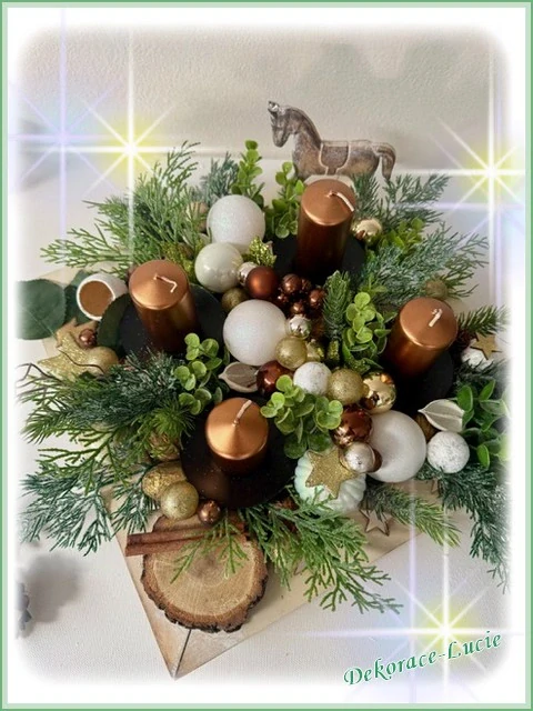 Adventní svícen čtvercový "Zlatohnědá elegance"