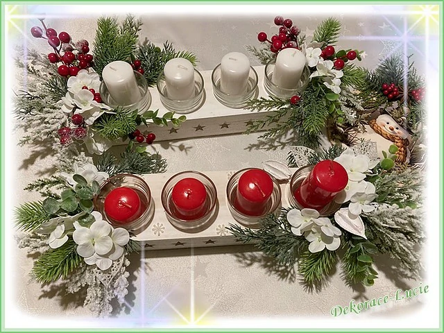 Adventní svícen podlouhlý bílý