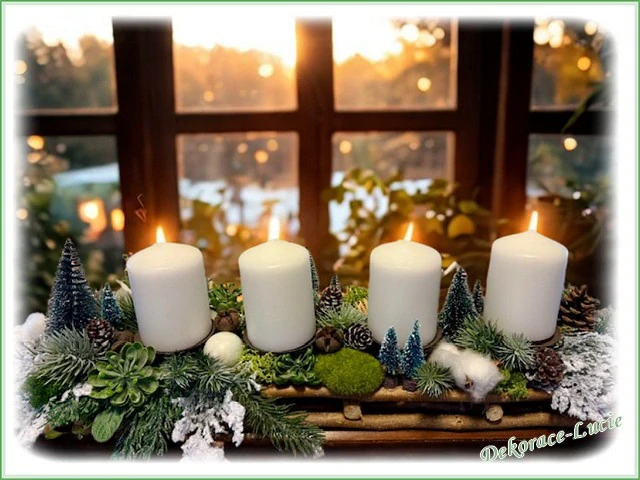 Adventní svícen podlouhlý "Zimní les"