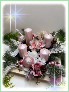 Adventní svícen čtvercový "Růžová pohádka"