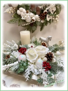 Adventní svícen čtvercový "Bílé kouzlo Vánoc"